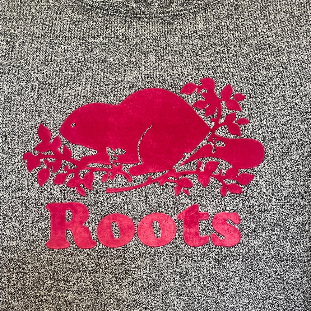 Roots Gray Sweater with Hot Pink Logo - Picture 2 of 7